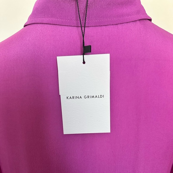 Purple Silk Mini Dress Karina Grimaldi Constance Solid Women Size XS Sm NO BELT - Picture 13 of 16